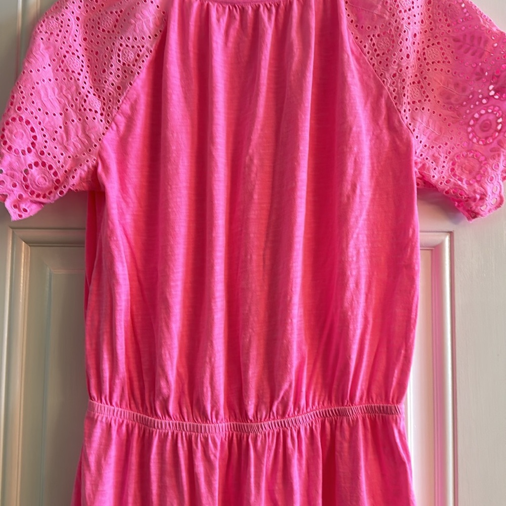 Lilly Pulitzer Pink Eyelet Yoke Short Sleeve Dress - Picture 4 of 5